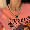 Подвесные ожерелья Huanzhi Vintage Sweet Choker плетение жемчужины Choker Red Heart Красочное изделия из бисера нерегулярных цветов ожерелье для столовой для женщин Z0417