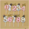 Kaarsen Leuke Strik Verjaardagsnummer Kaars Prinses Prins 0-9 Kaarsen Taart Decor Digitale Topper Cupcake Feestartikelen Drop Delivery Dh8Zw