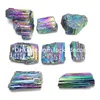 Rainbow Aura Tourmaline Crystal Fragment Decor Nieregularny tytan powlekany surowe naturalne czarne kamienie turmalinowe Mineral Rock Próbka do ochrony uziemienia