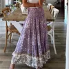 Kjolar söta blommor tryck kjol kvinnor sommar bohemiska långa kjolar hög elastisk midja a-line mode boho maxi kjolar xs-3xl jupe rs171 230417