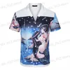Mäns casual skjortor 23SS designer skjorta mens knapp upp tryckt bowling skjorta blommor casual siden skjortor män smal passar kort ärm klänning hawaiian t-shirt t230417