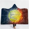 Blankets Baseball Football Soccer Softball Hooded 3D Printed Sport Sherpa Blanket Kids Adts Winter Plush Cape Towel Gga1848 Drop Del Dh6Pj