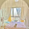 Curtain Korean Wavy White Lace Short Curtain Tulle for Kitchen Coffee Half-curtain Living room Patio Garden Door Window Partition Drapes 230414
