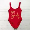 Dames Swimwear S-3XL Team Bruid Love One-Piece Swimsuit Women Bachelorette Party Swimsuits Zomer Beatchwear Bathing Suit Bikini Woman