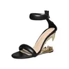 Sandals Brand Wedges Tooth Design For Women 2023 Summer Sexy Fashion High Heel Gold Silver Banquet Party Dress Shoes Size 43