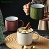 Кружки одноидные кружки цветовая глазурь макарун чайная чашка Coffee Cufe Solid Ceramic Emation Emale Retro Ностальгические чашки