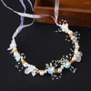 Headpieces 2023 Fashion Pearl Flower Headband Bridal Wedding Crown Hair Band Crystal