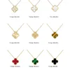 Märke 15mm Clover Fashion Charm Single Flower Cleef Diamond Agate Gold Designer Halsband för kvinnor
