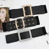 Other Fashion Elastic Women s Belt Golden Buckle Wide Waist Dress Coat Luxury Brand Waistbands Seal Stretch Cummerband 231117