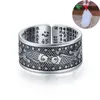 Anneaux de cluster S925 Pixiu Charms Écritures bouddhistes Bague réglable ouverte Feng Shui Amulette Chance Bénédiction Changement Richesse Bijoux chanceux