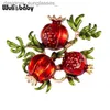 Pins Brooches Wuli baby Red Enamel Pomegranate Brooches For Women Alloy Fruits Casual Weddings Brooch Pins GiftsL231117
