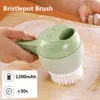 Fruit Vegetable Tools Multifunctional 4 In1 Electric Vegetable Cutter Slicer Garlic Mud Masher Chopper Cutting Pressing Mixer Food Slice Usb Charging 230417