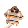 Polos Kinderen Polo -shirts Zomer T -stukken voor kinderen Stripe Kinderen T -shirt jongensmeisjes Outfits Peuter Outerwear Baby Clothing 230417