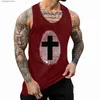 Herren Tank Tops Männliche Sommerwesten Mode Fingerabdruck Kreuz Tank Top O Hals ärmellos Sport T-Shirt 2022 Marke Gym Fitness Männer Bluse Casual Blusa T230417