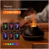 Humidifiers Flame Effect Air Humidifier 7 Colors Changing Led Electric Aromatherapy Diffuser Simation Fire Drop Delivery Home Garden Dhk73
