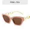 Trendy New Small Frame Sunglasses for Women Personalized Metal Chain Decorative Sunglasses Fashion Modern Show Glasses