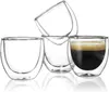 Szhome çay bardağı 80ml çift duvar bardağı şeffaf el yapımı ısıya dayanıklı çay içecek fincanları mini viski bardağı santigrat espresso kahve fincanı