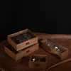 Smyckeslådor Walnut Wood mer än att ta emot en Case Wrist Watches Collection Box Display Transparent Boxes 231117