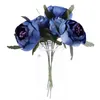Bouquet de fleurs décoratives 12 pièces en tissu de soie de simulation mariée tenant (coeur violet bleu royal)