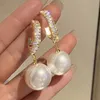 Stud Classic Elegant Imitation Pearl Dangle örhängen för kvinnor Crystal Long Tassel Exquisite Drop Earring Wedding Jewelry 231116