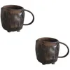 Tazze Piattini Set 2 Bicchieri Acqua Pieghevoli Mug Ceramica Tazzine Caffè Fatte A Mano Vintage Espresso Porcellana Artistica