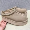 Tasman -laarzen kastanje ontwerper bont schapenvacht laarsjes voor vrouwen Australië ultra mini -platform dia sneeuwschoenen winter slippers disquette schoenen