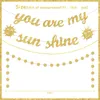 Party-Dekoration You Are My Sunshine Baby Shower Decor Gold Glitter Banner mit lächelnder Sonne Circle Dot Girlande Supplies