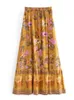 Юбки летняя мода с цветочным принтом на пляж пляж богемная плиссивная юбка из высокой эластичной талии A-Line Rayon Boho Maxi Юбки 230417