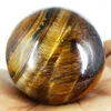 Figurine decorative 1 pz Occhio di tigre Raro naturale intaglio Sfera Palla Supporto libero Chakra Guarigione Reiki Pietre Intagliate Artigianato All'ingrosso