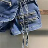 Jeans Summer Irregular Multipocket Tooling Aline Denim Shorts Skirt Women High Wasit Loose Wideleg