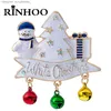 Pins Brooches Rinhoo White Christmas Tree Brooch For Women Fashion Xmas Tree Snowman Gift Box Colored Bells Tassel Lel Pins New Year JewelryL231117