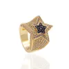 رجال Zircon Star Ring Diamond Euramerican Hip Hop Jewelry Copper Out Mens Rings234o