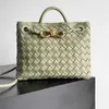 Bottegvenetas 23 Andiamo Year Sheepskin Woven Fashion Versatile Crossbody Shoulder Bag Ice Cream Small Handbag