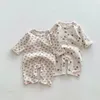 Pigiama MILANCEL Autunno Pigiama per bambini Waffle Sleeper Wear Bambino per interni Vestiti Pigiama Tuta 231117