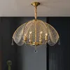 Amerikan Vintage Yemek Odası Crystal Chandelier E14 Kapalı Aydınlatma Işık Lüks Yatak Odası Tam Bakır Lamba Oturma Odası Avize