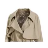 Damen Trenchcoats Damen Frühling Herbst Langer Mantel Khaki Abnehmbare Große Taschen Zweireiher Outwear