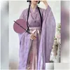 Scenkläder 4st halloween kostymer för kvinnor hanfu set kimono skjorta veckad kjol gradvis forntida kläder kinesiska folkdans dropp del dhkvg