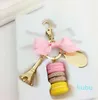 Macarons Ribbon Woman Luxury Macarons Cake Keychain on Bag Charm Handbag Charms Car Keychain Gift Box