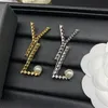 Woman Designer Jewelry Luxury Brooch Y Letter Pins Girls Ornaments Fashion 2 Colors Brosche Brand Broche Wedding Party Pearl Accessories