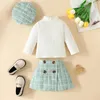 Rompers ma baby 6M 3Y Toddler Infant born Baby Girls Clothes Sets Knit Long Sleeve Tops Plaid Skrits Hat Fall Spring Outfits D05 231117