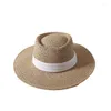 Berets 2023 Solid Fadora Hat for Woman Summer Paper Słomka plaża oddychająca kubełko krem ​​przeciwsłoneczny wakacje Panama