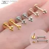 Stud 2pcs 16g barre 2,7 mm trois boules nez anneau boucles d'oreilles femmes labret lèvre oreille piercing hélice tragus cartilage lobe bijouxl231117