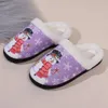 Zapatillas diseñador estilo navideño temporada moda muñeco de nieve zapatos felpa cálido