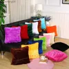 Cushion/Decorative Soft Faux Fur Case Plush Cushion Cover Pink Blue Purple Warm Living Room Bedroom Sofa Decorative Cover 40*40cm