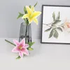 Decorative Flowers 3D Lily Artificial Silk For Home Decoration Wedding Bouquet Bride High Quality Fake Flower Faux Living Room