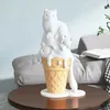 Dekorativa föremål Figurer Artlovin Ice Cream Cat Sculpture Harts för bokhylla hylla modern hemrumsdekor kreativa djurfigurer bästa present Ny y23