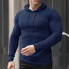 Sweat à capuche pour hommes, sweat-shirt à manches longues, Fitness musculaire, entraînement sportif, course en plein air, Slim, Long, 1x