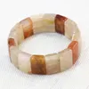 Strand 14x20mm Natural Stone Bangle Jades Chalcedony Geometry Yellow Beads Pärlade armband för kvinnor Luxury Manual Jewels 7.5 -tums B3280