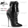 Boots Padlock WESTERN Belt Buckle ANKLE Boots Black Patent Leather Pointed Toe Short Boots Stiletto Heel Zipped Women Polished Shoes T231117