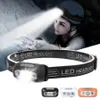 Headlamps Inductive Headlight Mini LED Charging Camping Flashlight Led Installation Strong Light Fishing Portable 231117